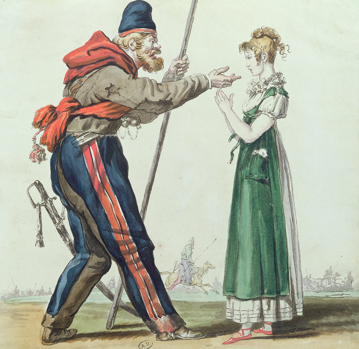 Le Cosaque à Paris, vers 1815 - French School