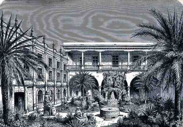 La Cour du Musée du Mexique, de The Ancient Cities of the New World, par Claude-Joseph-Désiré Charnay, pub. 1887 - French School