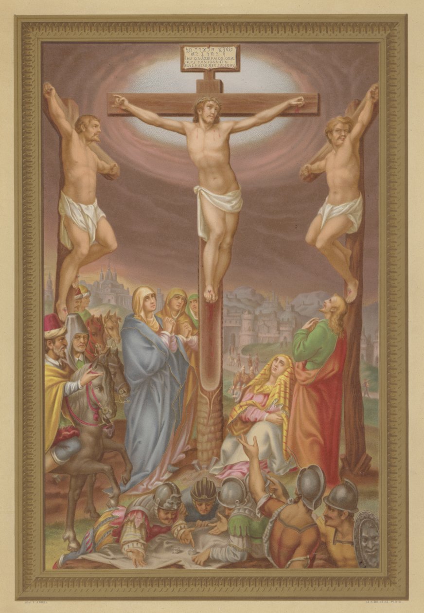 La crucifixion (chromolitho) - French School