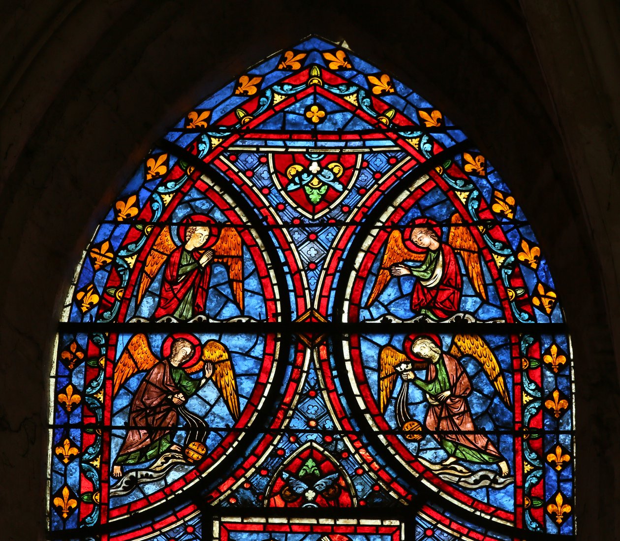 La fenêtre de la Mort et Glorification de la Vierge Marie - section supérieure - French School