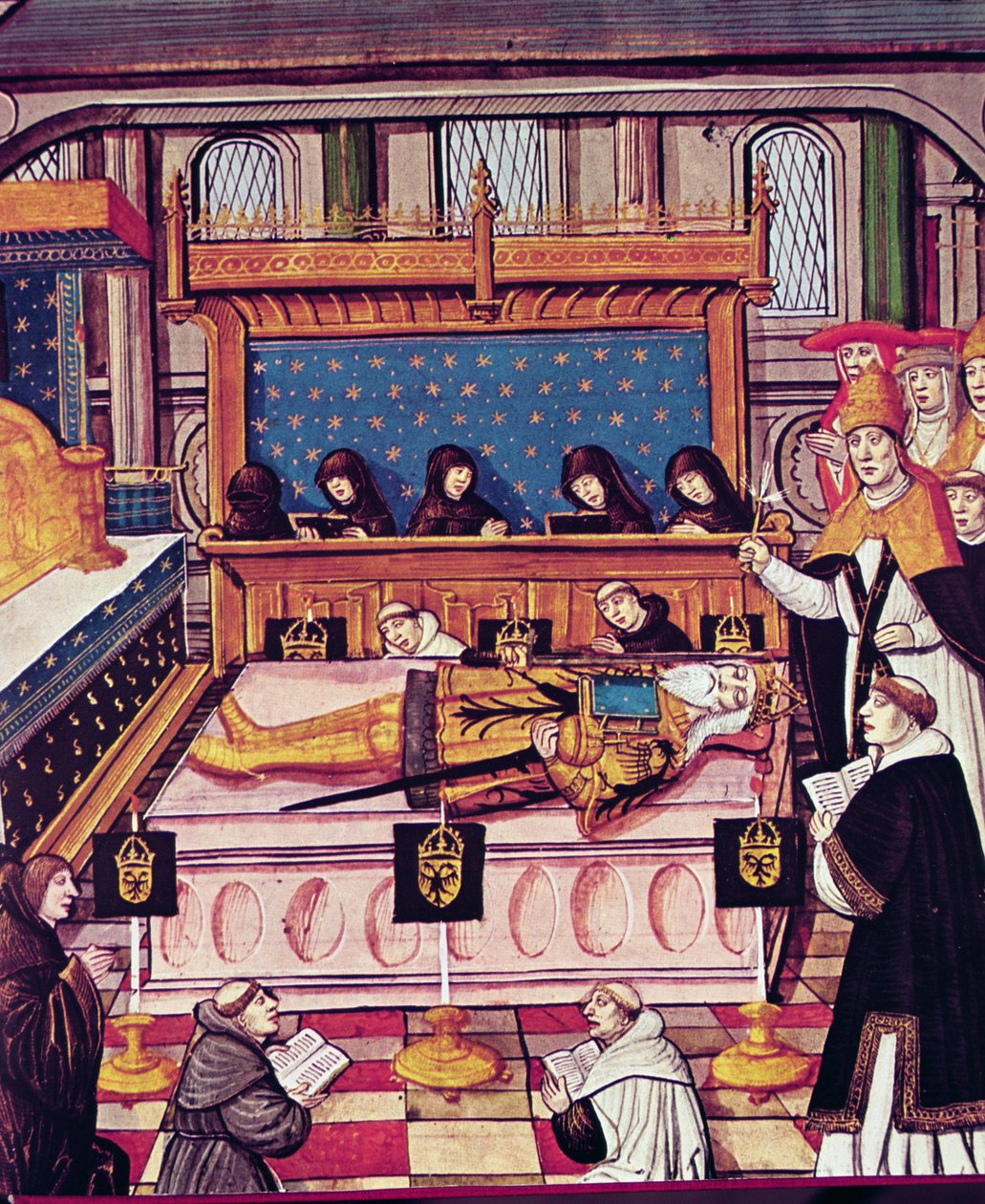 La mort de Charlemagne en 814 - French School