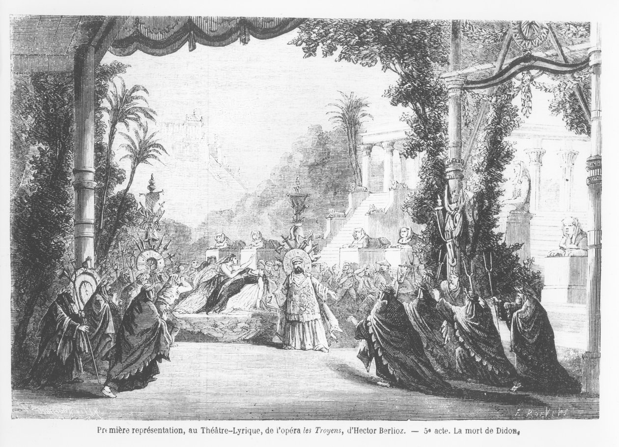 La mort de Didon, première représentation de Les Troyens par Hector Berlioz au Théâtre Lyrique, Paris, de Le Monde Illustré, 14 novembre 1863 - French School