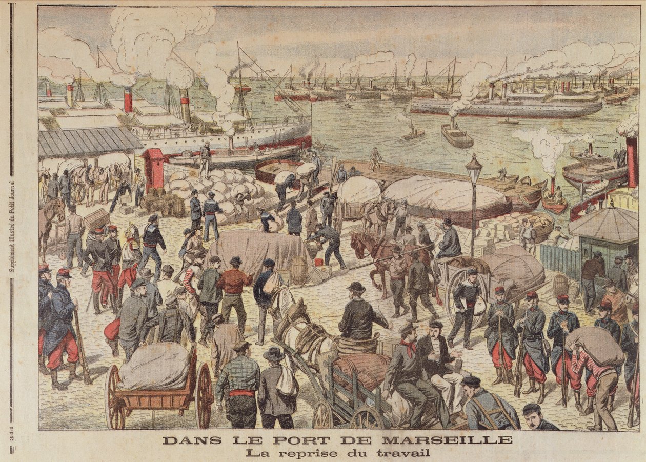 La Fin de la grève à Marseille, illustration du Petit Journal, 23 octobre 1904 - French School