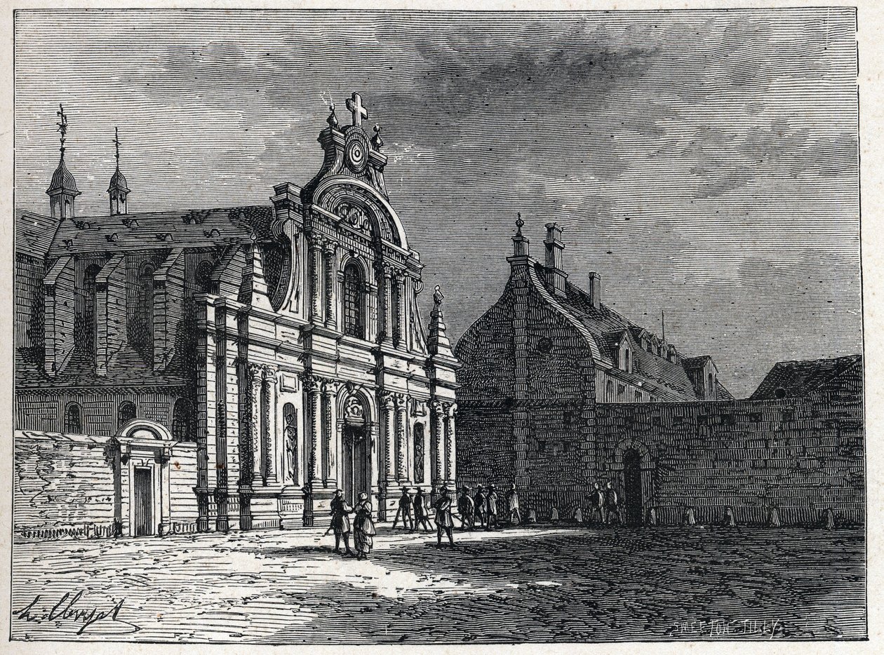Le couvent des Feuillants, lieu de réunion du Club des Feuillants, une organisation politique royaliste pendant la Révolution française. Gravure de 1889. Collection privée - French School