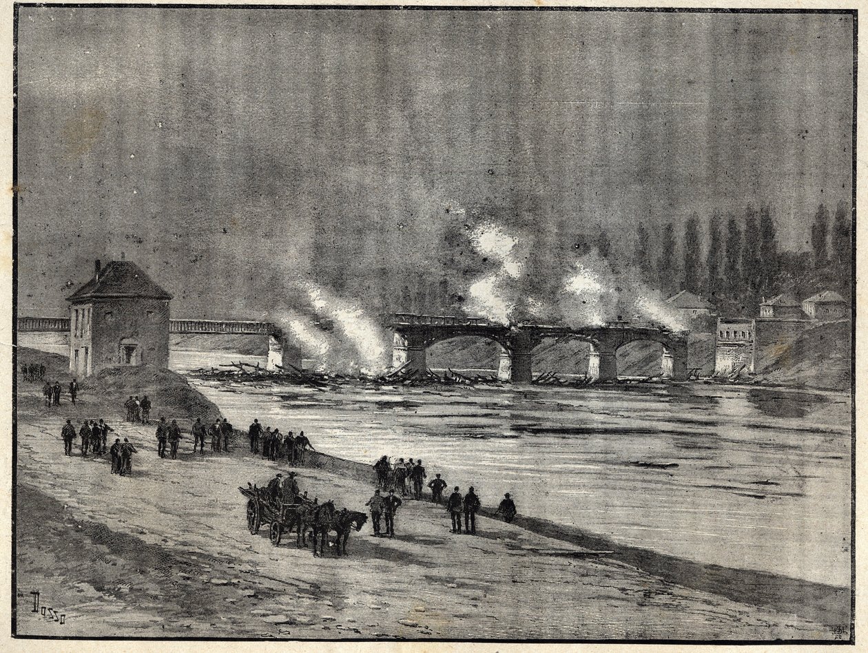 La guerre franco-prussienne - La défense de Paris - incendie du pont d