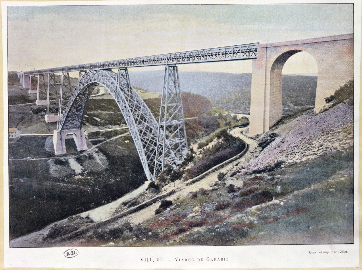 Le Viaduc de Garabit, construit 1882-84, imprimé par Gillot - French School