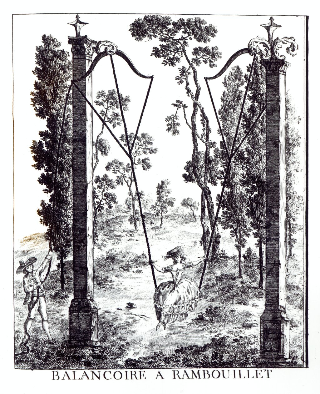 La balançoire de jardin à Rambouillet, de Détails des Nouveaux Jardins à la Mode par George Louis le Rouge, publié en 1775-78 - French School