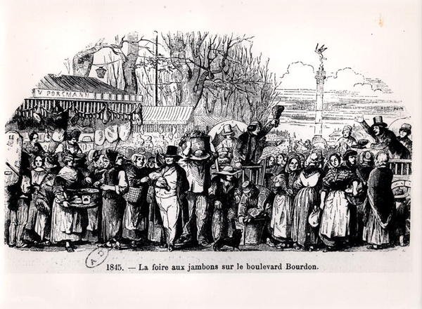La foire aux jambons sur le boulevard Bourdon, Paris - French School