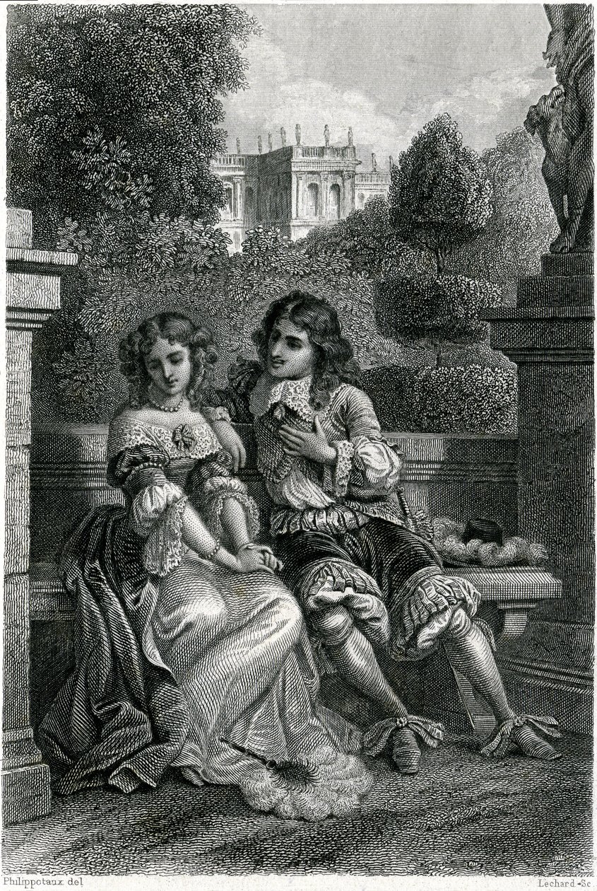 Le roi de France Louis XIV en compagnie galante de Mademoiselle de la Vallière - French School