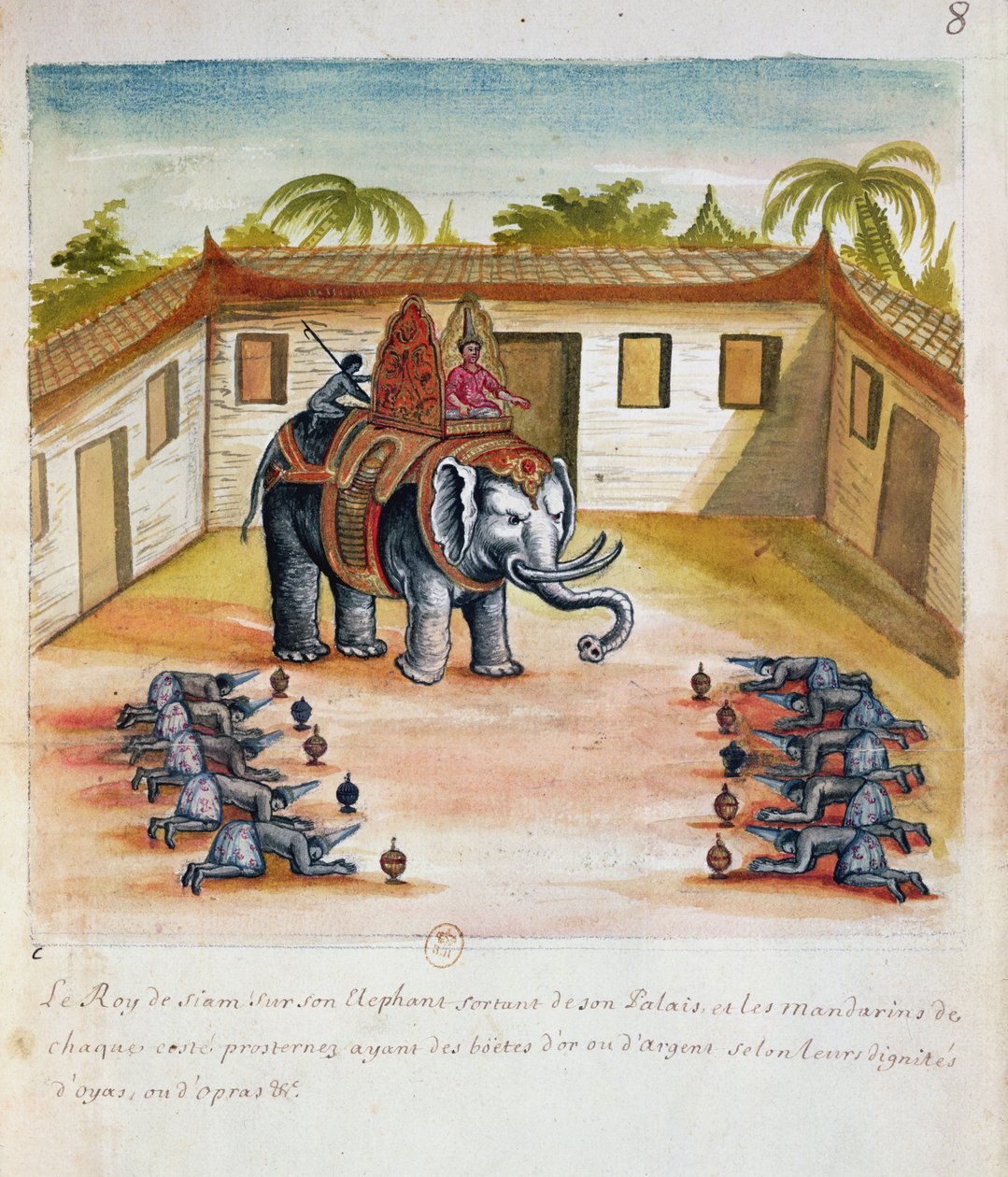 Le roi du Siam sur son éléphant, d