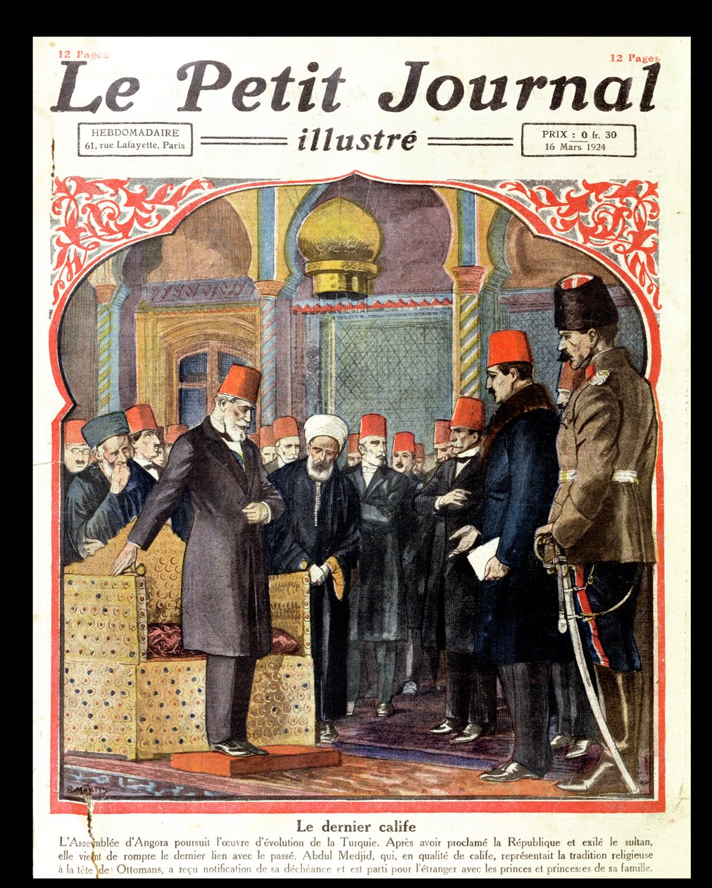 Le dernier calife, Abdul Majid II (1868-1944) déposé du trône par l