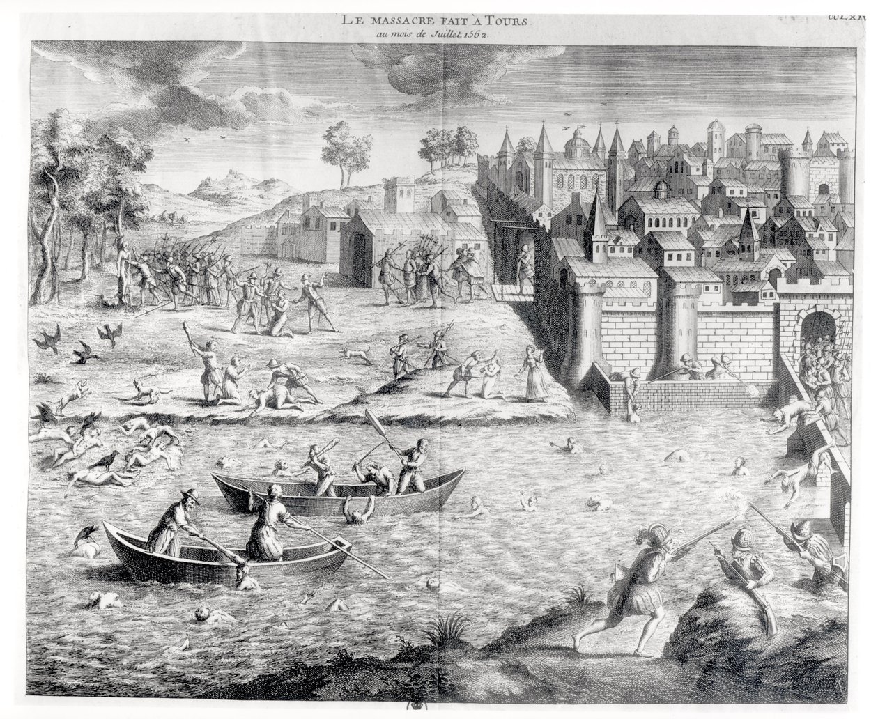 Le massacre des Huguenots à Tours en 1562 - French School