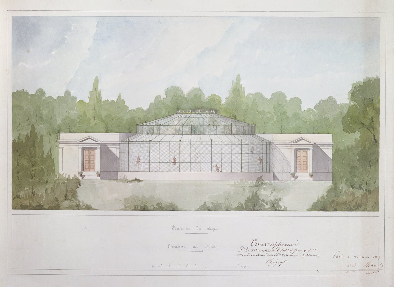 La Maison des Singes au Jardin des Plantes à Paris, 1835 - French School