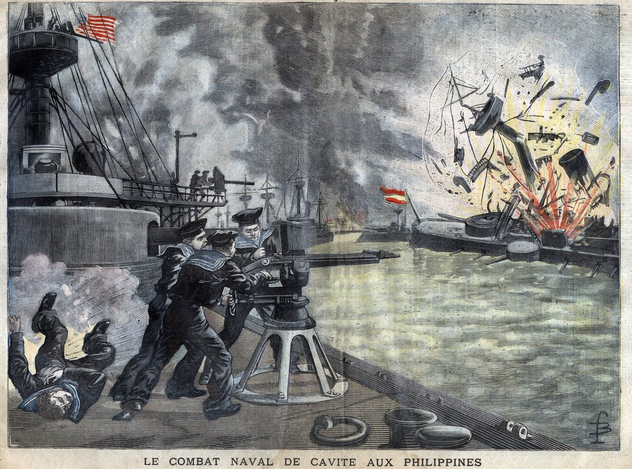 La bataille navale de Cavite aux Philippines pendant la guerre Espagne - États-Unis - French School