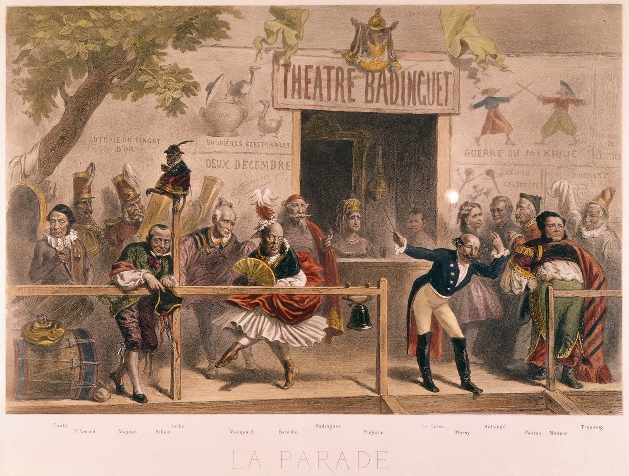 La Parade, caricature de Napoléon III et sa cour (1808-73), de La Ménagerie Impériale, c.1870 - French School