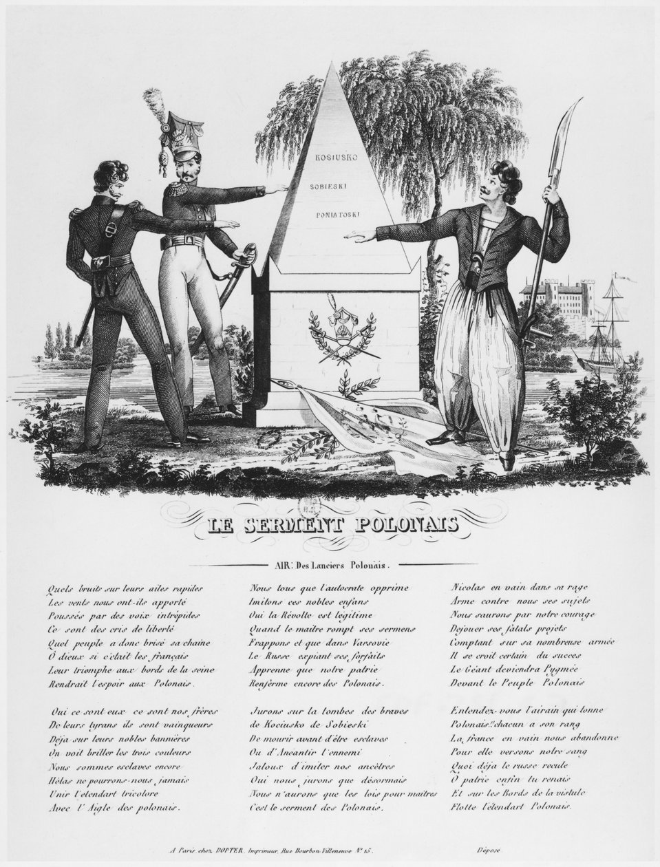 Le serment polonais, chanson des lanciers polonais, vers 1830 - French School