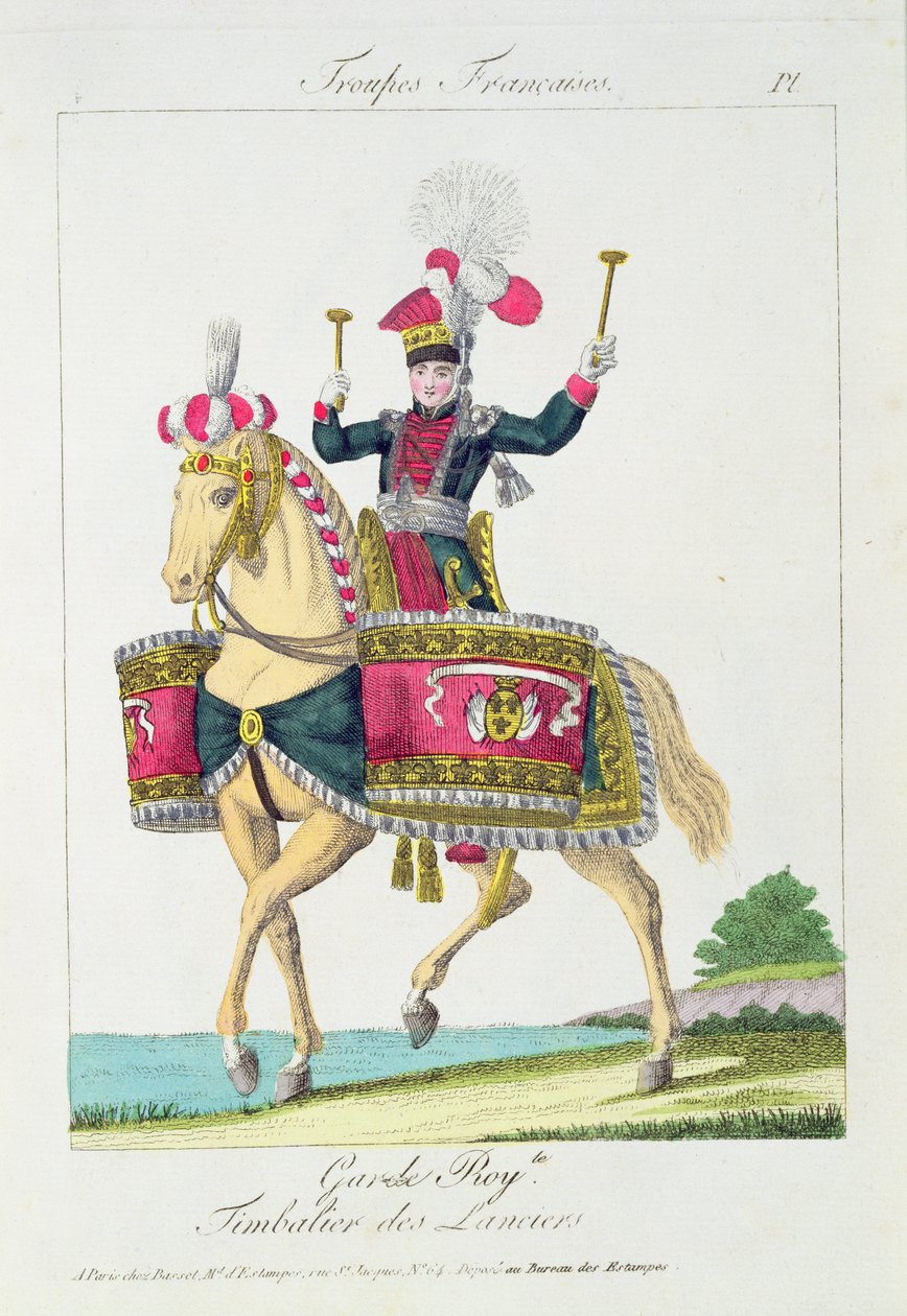 La Garde Royale : un timbalier des lanciers, planche des Troupes Françaises - French School