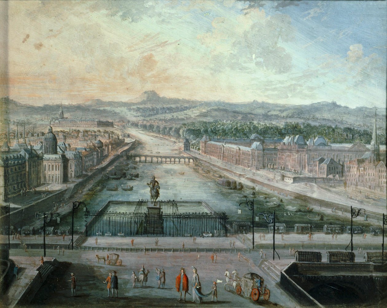 La Seine vue de la place Dauphine ... (peinture sur toile) - French School
