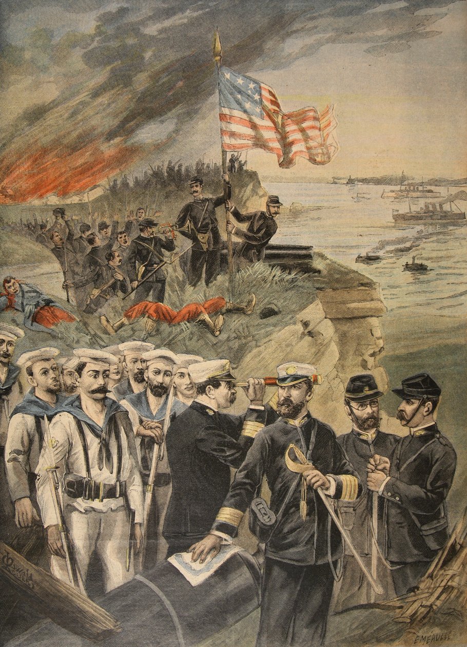 La guerre hispano-américaine : débarquement à Guantanamo, illustration du Petit Journal : Supplément illustré, 1898 - French School