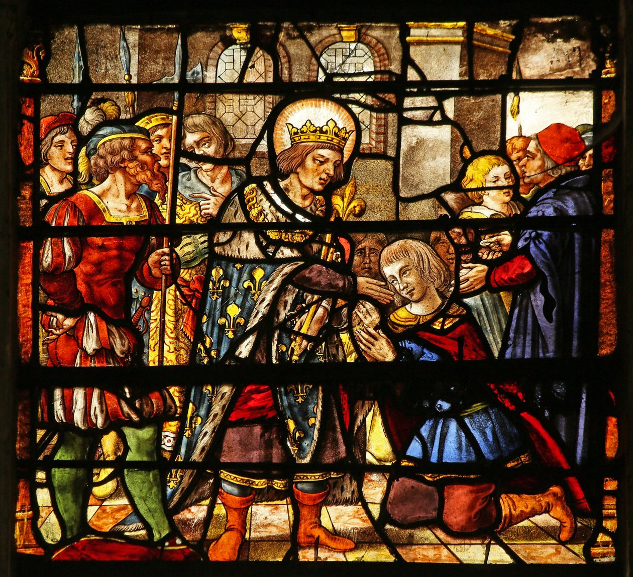La fenêtre de Saint Louis : Louis visite les malades - French School