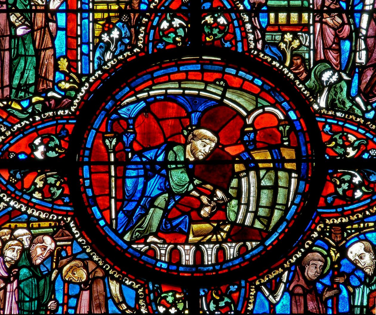Saint Lubin : tirage du vin dans la cave - French School