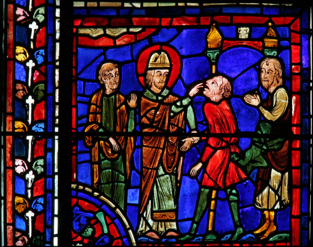 La fenêtre de Saint Martin : le saint guérit une âme possédée - French School