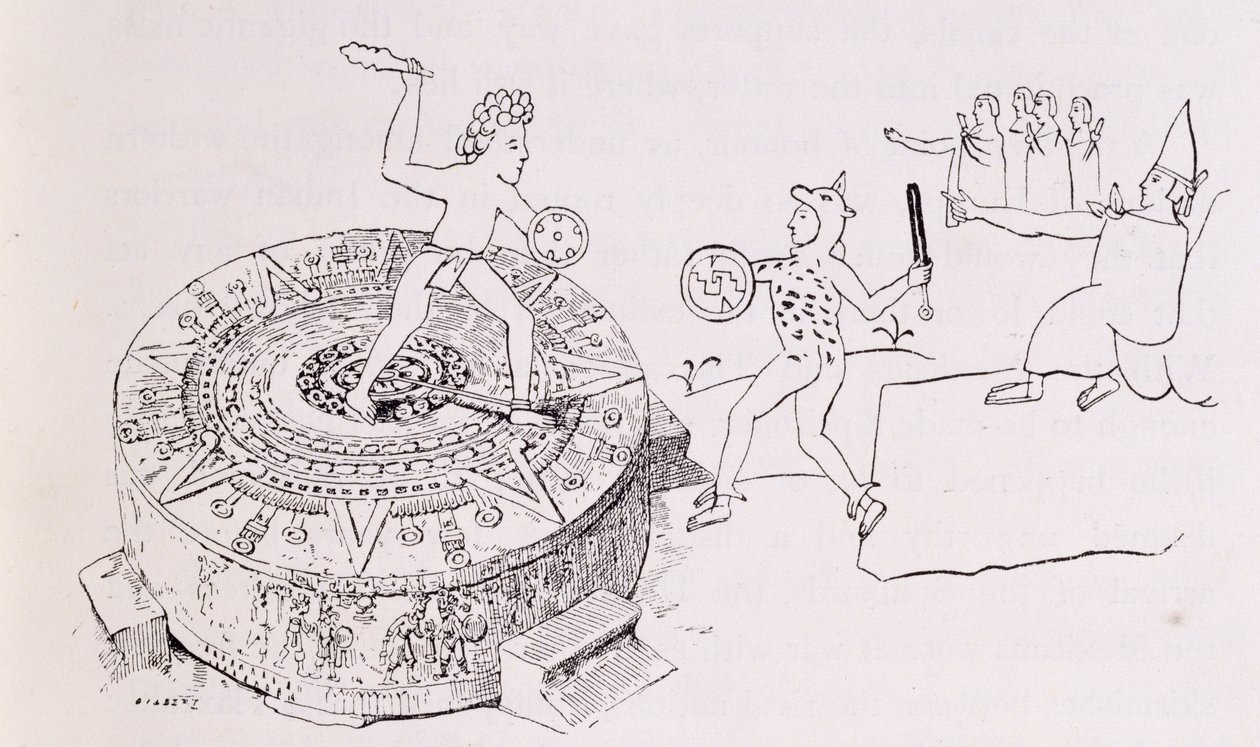 Le Temalacati, ou Pierre Gladiatoriale, du Codex Ramirez, de 