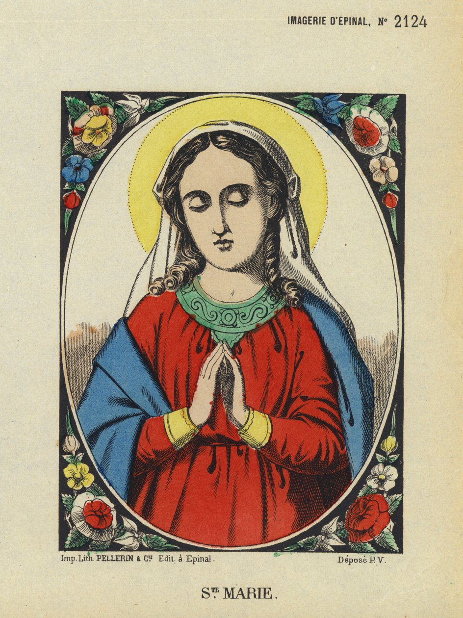 La Vierge Marie (lithographie couleur) - French School