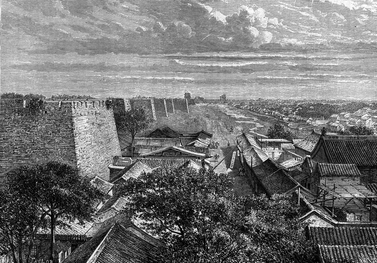 Les murs de Pékin, Chine. Gravure dans « Le Journal de la jeunesse » - French School
