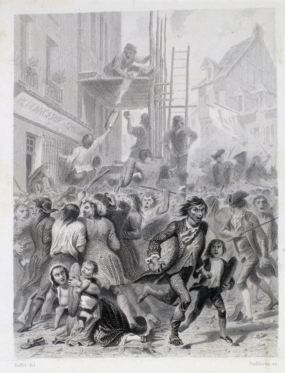 La Guerre des Farines : émeute devant une boulangerie en mai 1775 (premiers fruits de la Révolution française) - French School