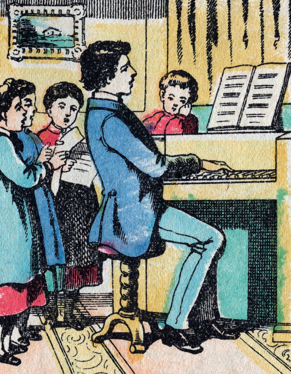 Les activités des filles de bonnes familles : apprentissage de la musique - Image d