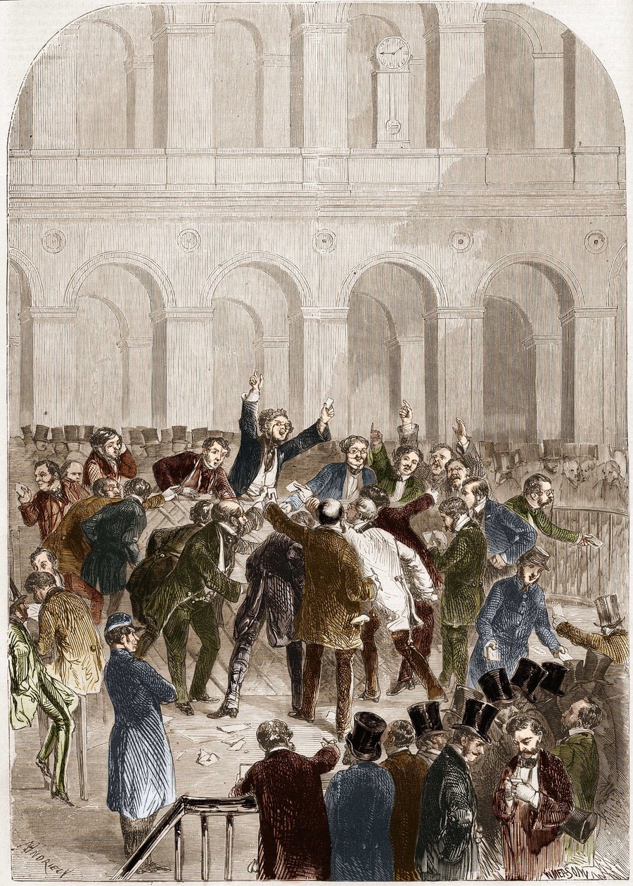 Le panier de la Bourse de Paris en 1857 - French School