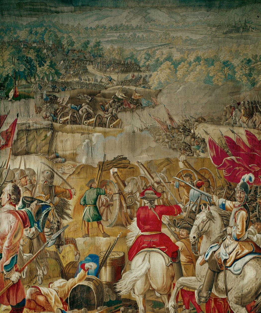 La bataille de Mohacs entre les armées impériales et ... (tapisserie) - French School