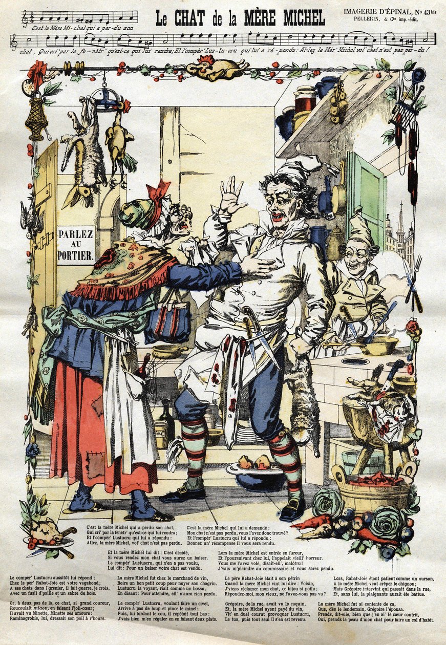 Le chat de la mère Michel. Chanson populaire. Image d