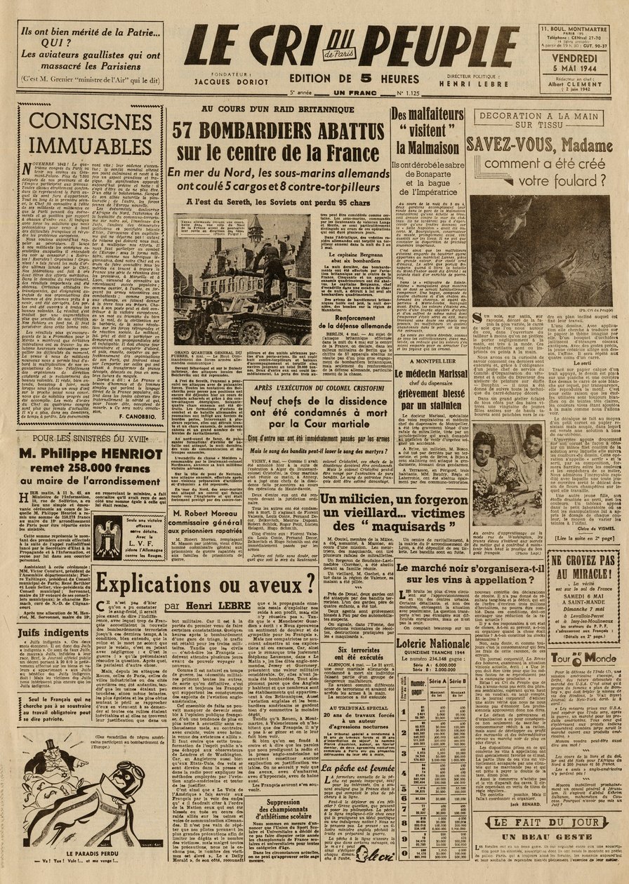 Le cri du peuple - vendredi 5 mai - French School