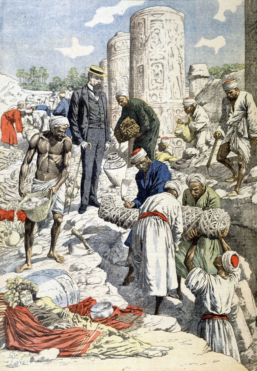Les fouilles de M. Gayet à Antinoé - dans "Le Petit Journal" du 10/01/1904 (gravure) - French School
