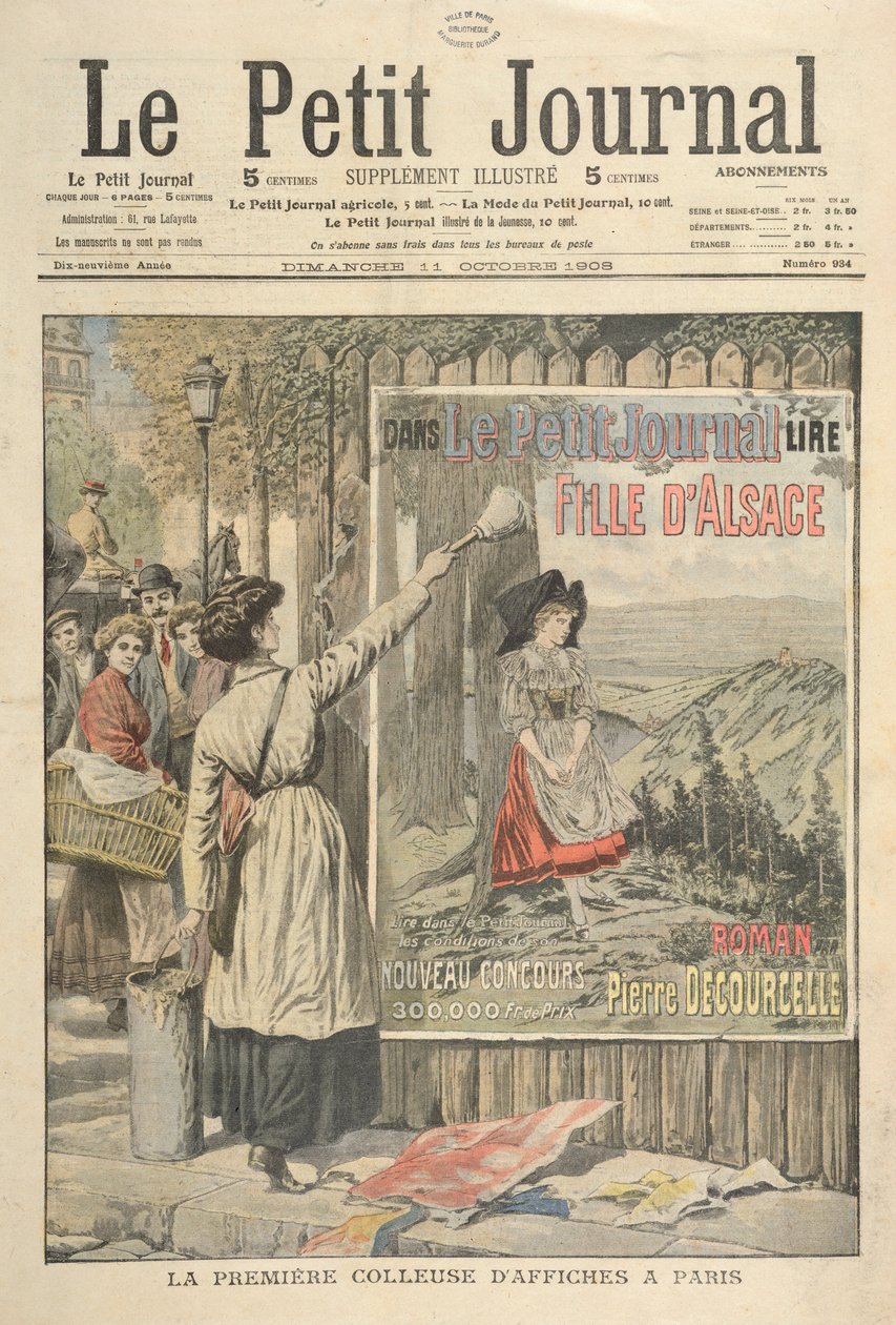 La première afficheuse à Paris, de le Petit Journal, 11 octobre 1906 - French School