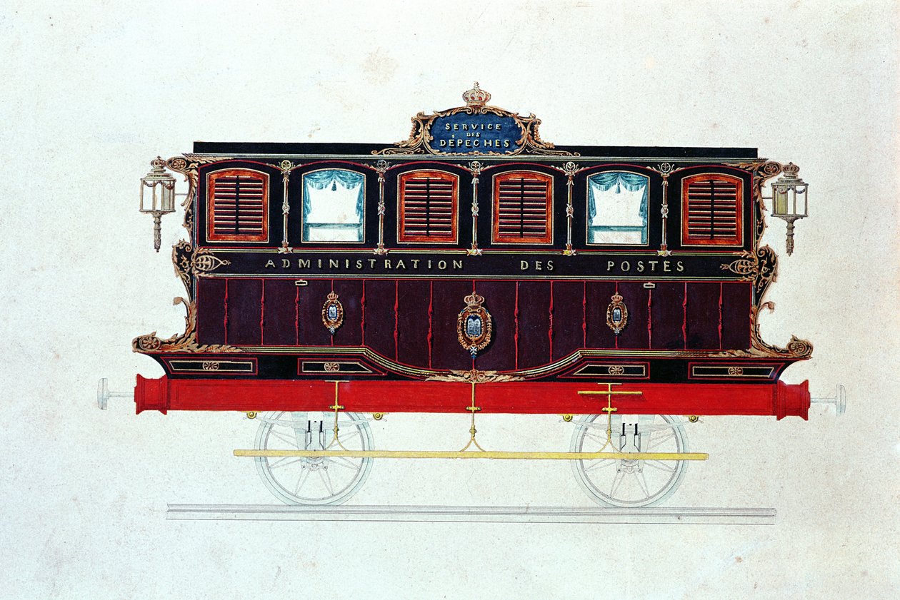 La première voiture-poste en France, c.1830-48 - French School