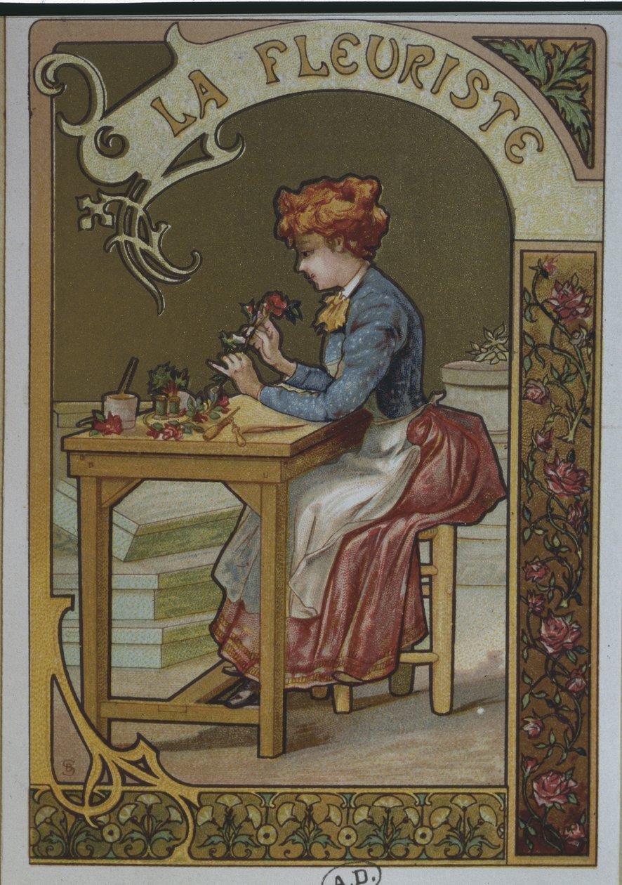 La marchande de fleurs, vers 1900 - French School