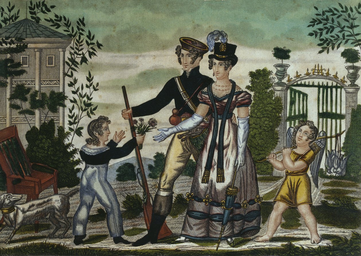 Retour des chasseurs, planche 4, début du XIXe siècle - French School