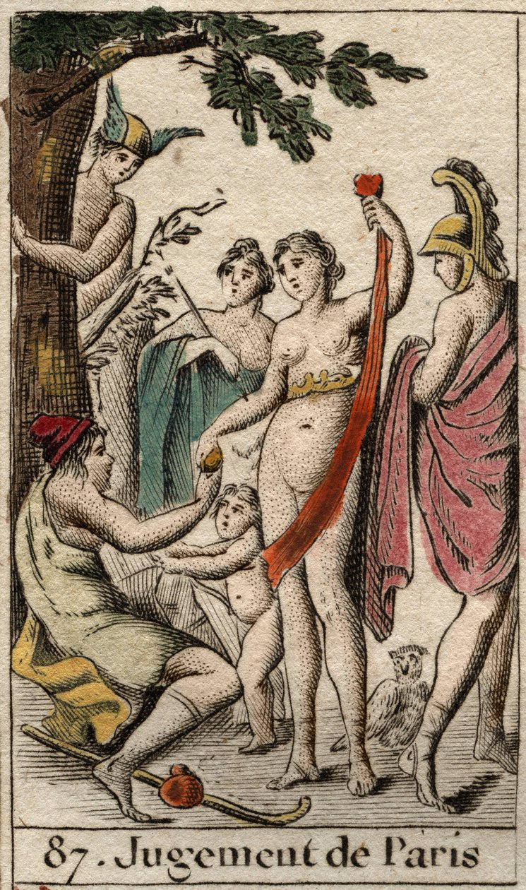 Le jugement de Pâris, le berger Pâris doit choisir à qui il donnera la pomme d