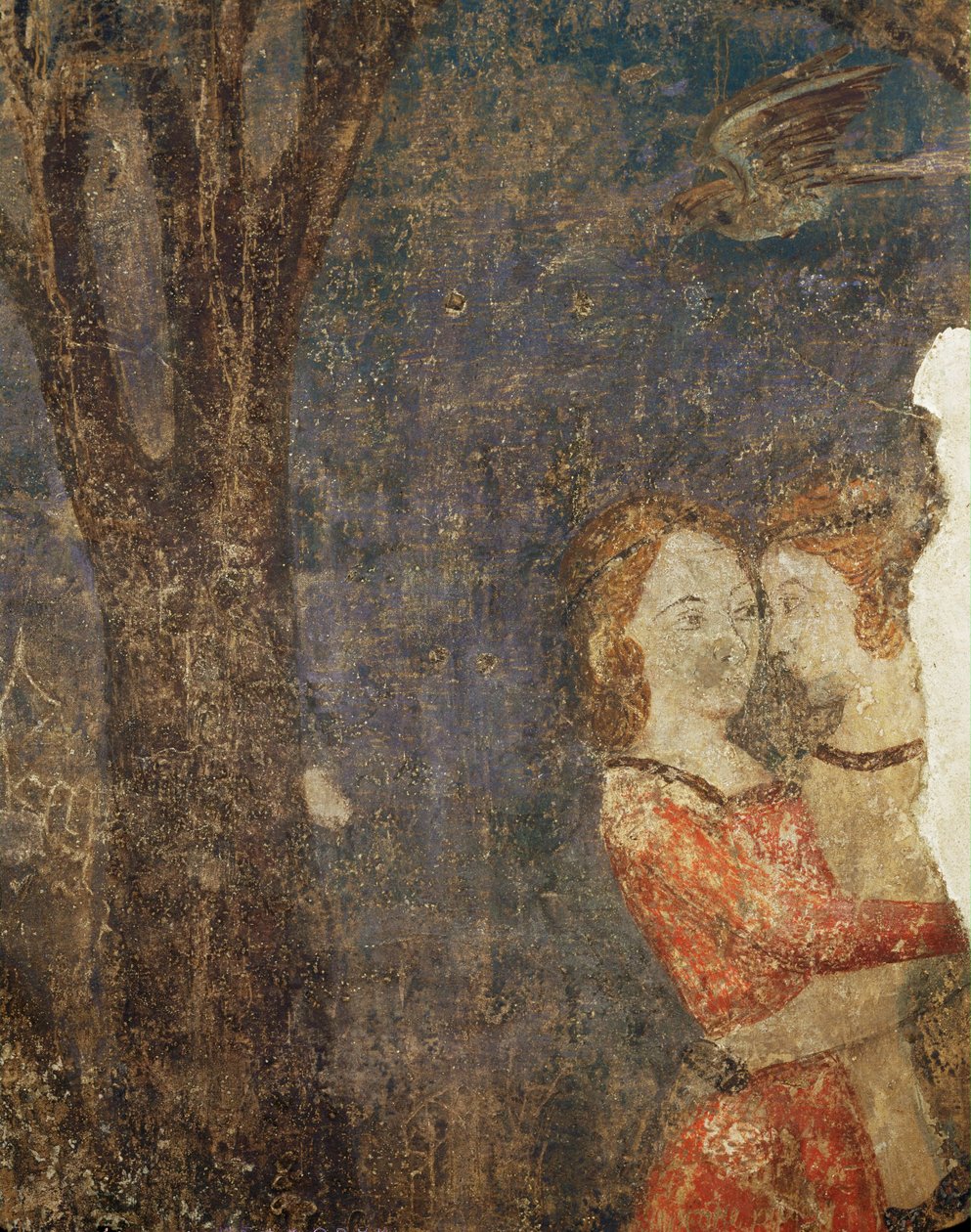 Le baiser, scène de cour ... (fresque) - French School