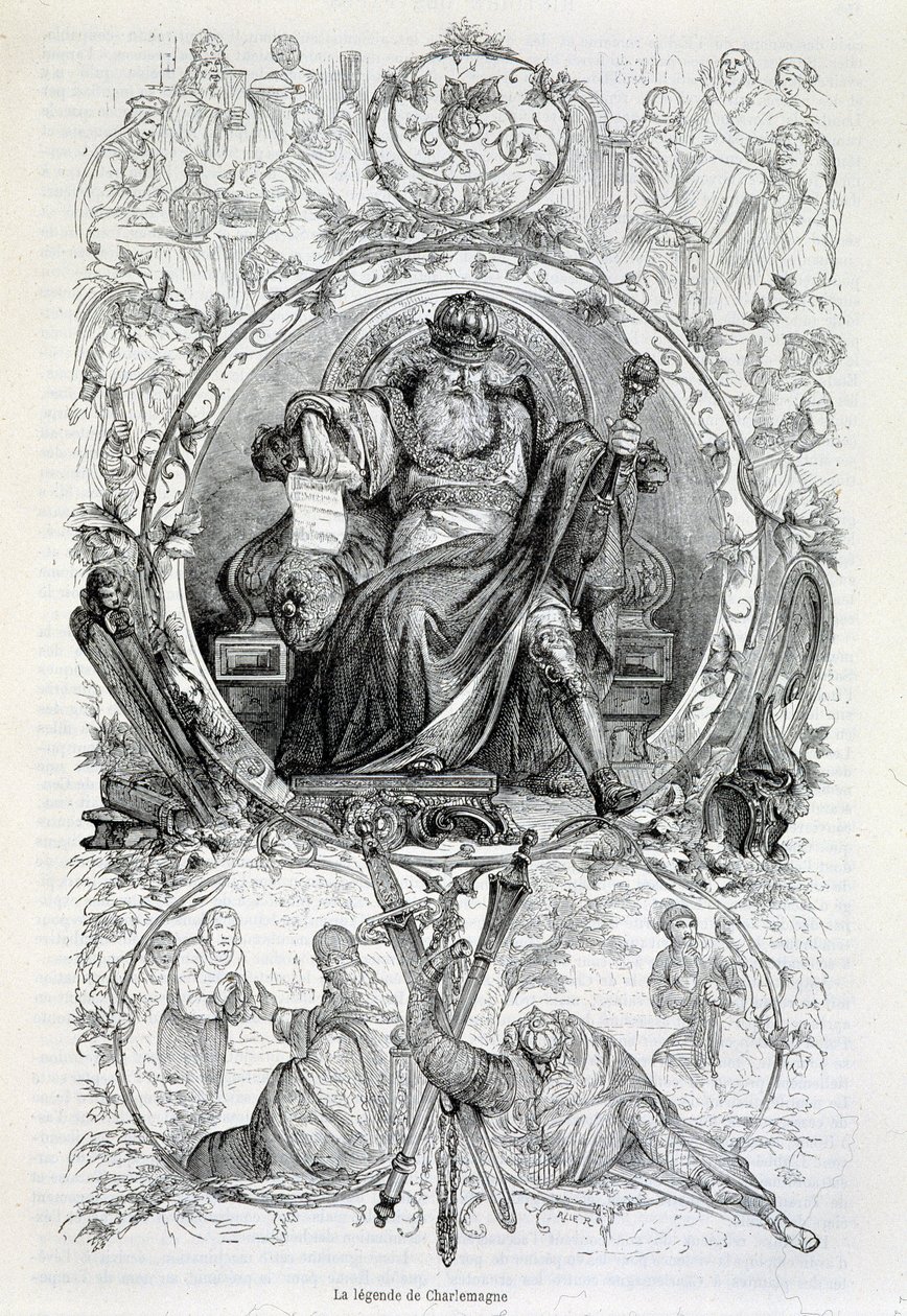La légende de Charlemagne, gravure - French School