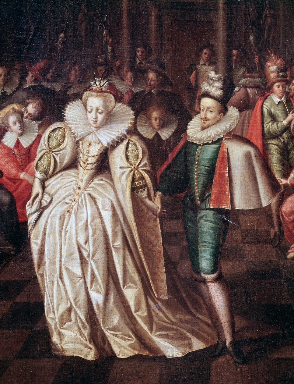 Le couple marié, Duc de Joyeuse et Marguerite de Lorraine, détail du bal donné le 24 septembre - French School