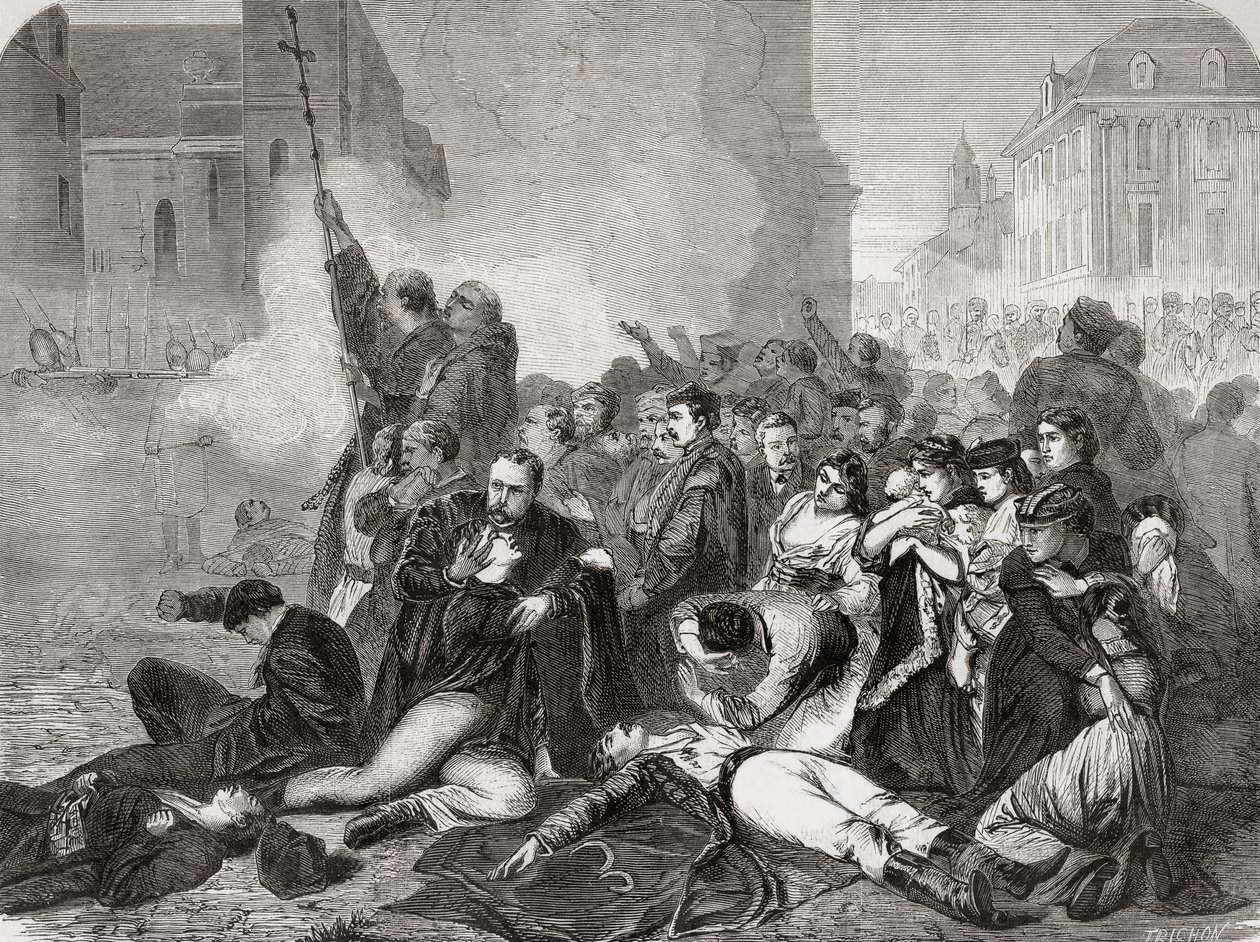 Le massacre de civils sur la place du Château, Varsovie, le 8 avril 1861 par l