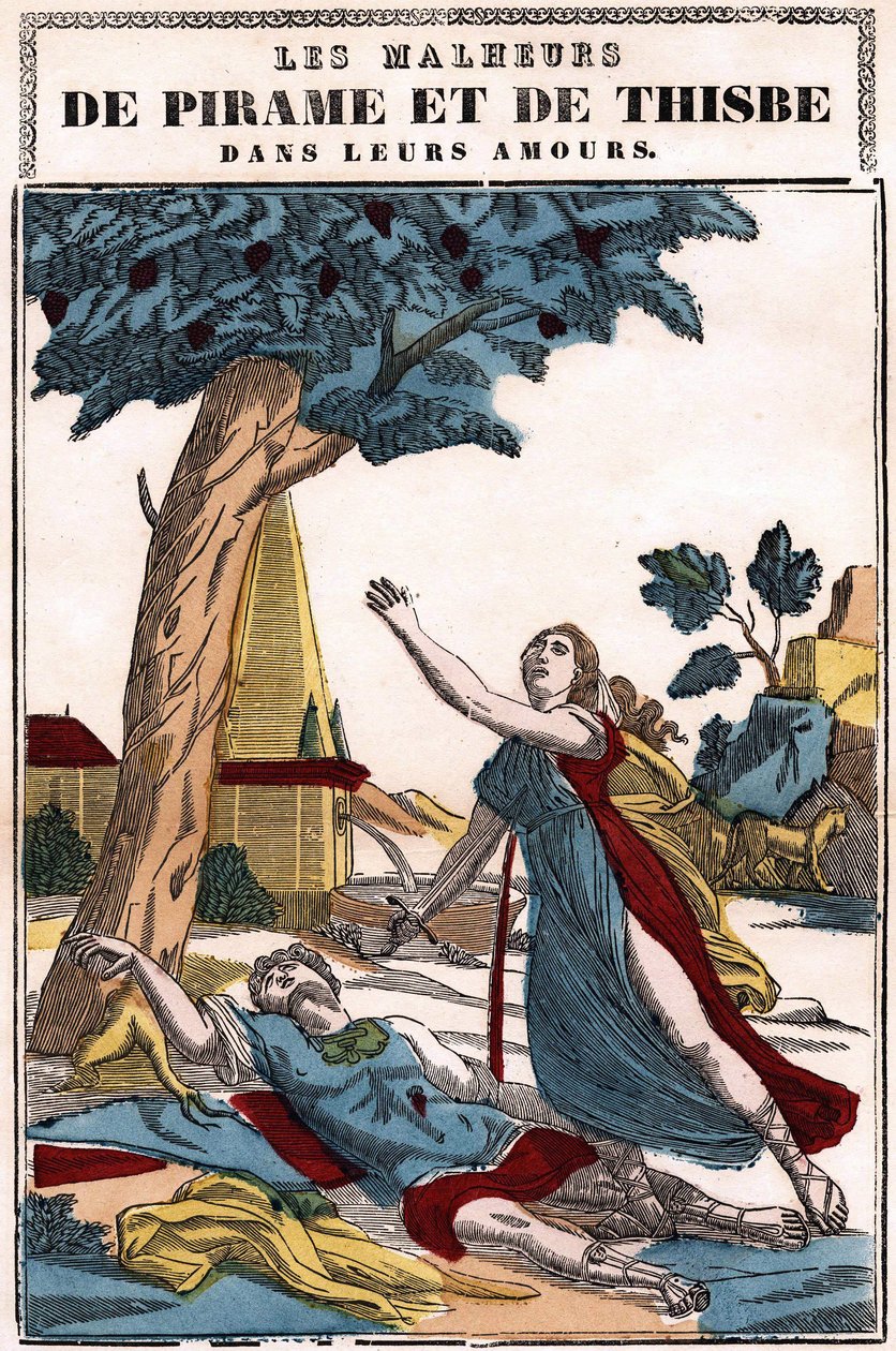 Les malheurs de Pyrame et Thisbé dans leur amour, racontés par Ovide dans "Les Métamorphoses". Image d