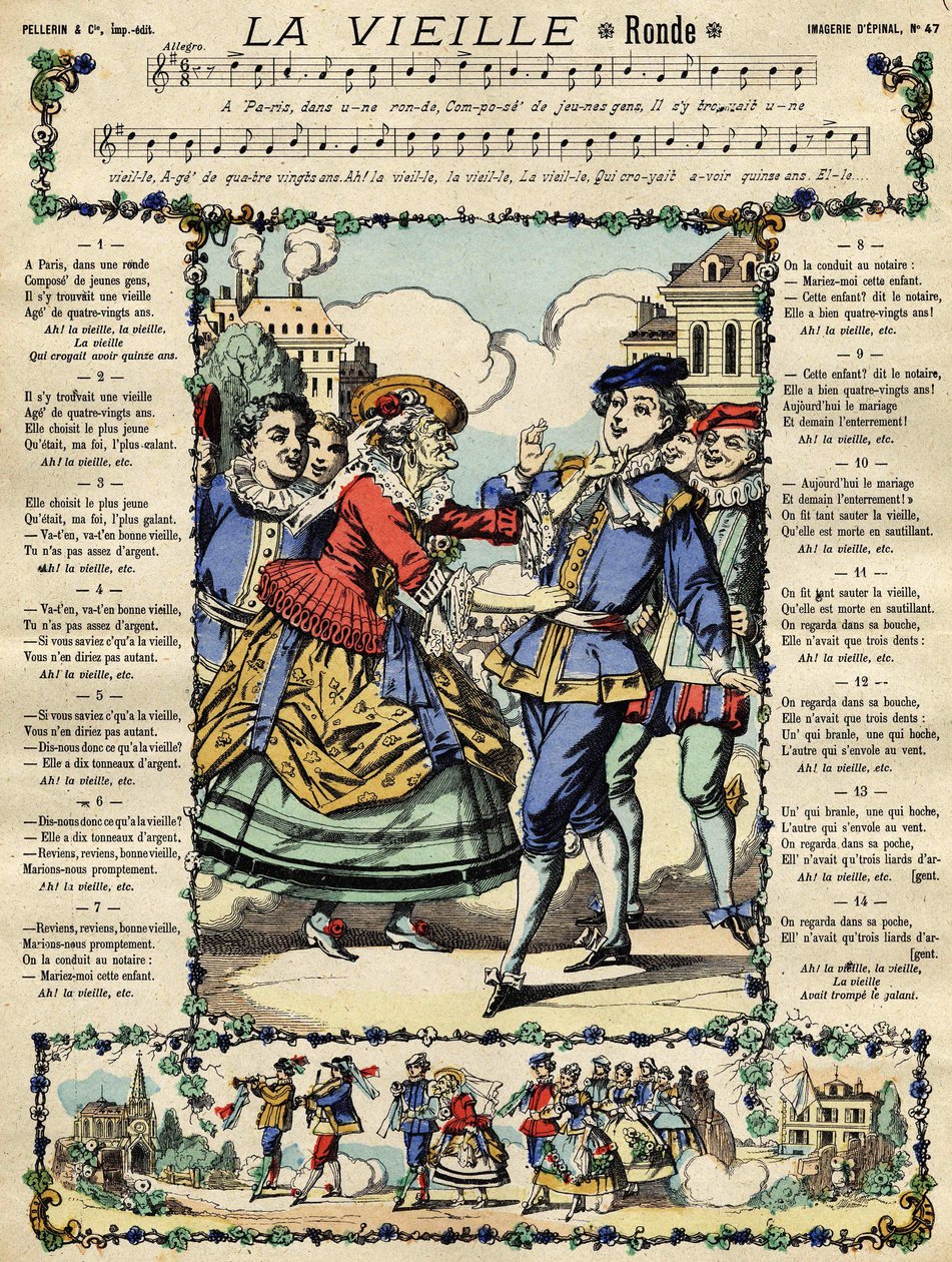 La vieille, chanson populaire. Image d