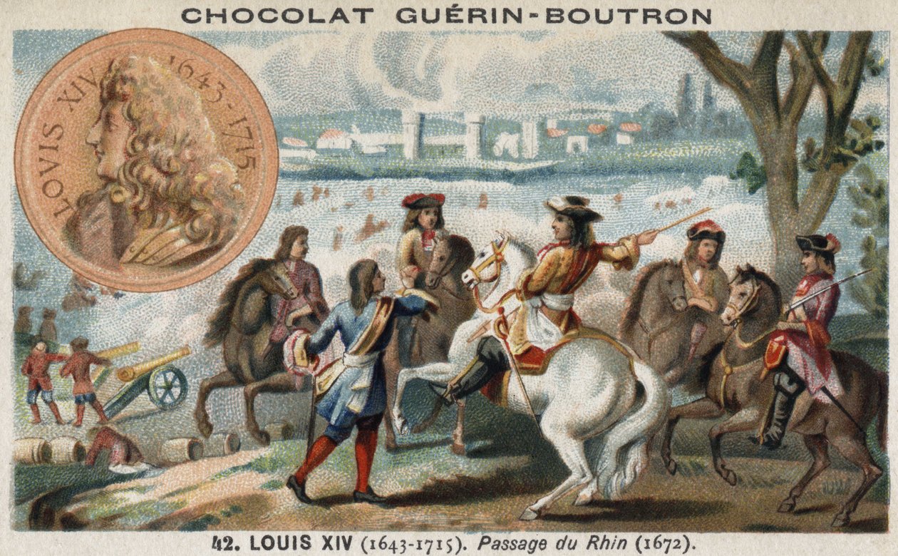 Le passage du Rhin (en Hollande) par Louis XIV au début de la guerre contre les Hollandais - French School