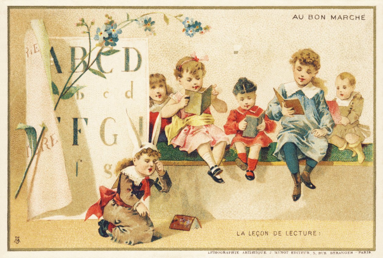 La leçon de lecture, Paris, vers 1900 - French School