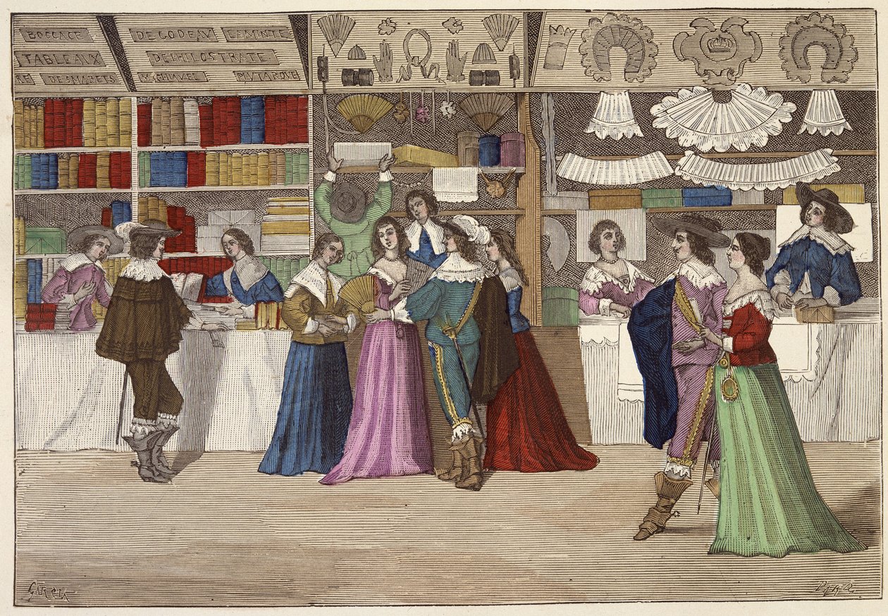 Les boutiques de la Galerie du Palais de Justice au XVIIe siècle - French School